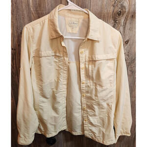LL Bean Tropicwear L/S Button Shirt Women Size Small Outdoor Fishing Pale Yellow